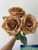 Decorative Flowers & Wreaths 10pcs Toffee Artificial Rose Flower With Long Stems Silk In Wholesale For Wedding Home Party Office Decor Factory price expert design