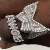 Edy 2021 Ny Hip Hop Ring Trend Punk Awge Letter Butterfly Full Diamonds Rings for Men Women Girls Party Rapper Jewelry Gift X0715