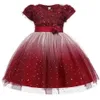 Ciel étoilé robe de fille de fleur gaze paillettes TUTU robes de princesse à manches courtes pour fête mariage bébé vêtements 3-10Y E5161 210610