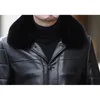 Mens Luxury Faux Fur Collar Fleece Lined PU Leather Jacket Winter Brand Casual Warm Faux Leather Jacket Coat Windbreaker 8X 210522