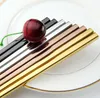 عالية الجودة 304 الفولاذ المقاوم للصدأ مربع عيدان الصين أواني الطعام الذهب الأسود الفضة اللون مطبخ أدوات المائدة SN5837