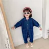 子供服ジャンプスーツ秋の男の子の女の子のカジュアルな手紙ツーリングデニムベビーキッズ服日本韓国風1-7 y 210625