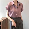 シンプルなカーキブラウス婦人夏の薄型シングルブレスト半袖PRUPLER SHIRT女性潮5C860 210427