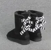 2021 Hot Sell fashion AUSU 3280 ribbon bow women snow boots sheepskin warm boots free transport