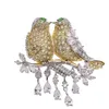 Lovely winged on the branch love bird brooch female Korean version fashion accessories corsage zircon high-grade pin