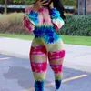 Zooeffbb Två styck Tie Dye Set Långärmad Top + Sweatpants Lounge Wear Matchande Sats Tracksuit Outfits Fall Kläder Jogging Suits Y0625