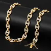 Iced Out Cuban Link Chain Gold Color Rhinestone Man Bling Rapper Necklace For Men Hip Hop Jewelry