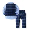 Blazer Kids Boy Gentleman Abbigliamento set camicia a maniche lunghe+gilet+pantaloni abiti per bambini per abiti da festa