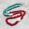 GuaiGuai Jewelry Real White Baroque Pearl Blue Turquoise Red Coral Long Necklace Bracelet Earrings Sets Handmade For Women
