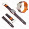 För iPhone Apple Watch Straps 41mm 42mm 38mm 40mm 44mm 45mm IWATCH 3 4 5 6 SE 7 Series Soft WatchGuard Band Luxury Designer äkta läderband med präglande män kvinnor