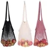 Förvaringspåsar Cotton Mesh Shopping Bag Reusable String Fruit Handbag Totes Women Net Shop Livsmedelsbutik Tote