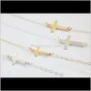 Pendant Necklaces & Pendants Drop Delivery 2021 Women Sideways Tiny Cross Celebrity Gold / Sliver Filled Chain Choker Necklace Statement Jewe