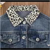 Outwear Abbigliamento Baby Maternità Drop Delivery 2021 Ragazza Denim Leopard Neck Moda Bambini Primavera Autunno Manica lunga Giacca per bambini Cappotto per bambini G