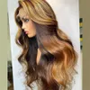 Ombre cabelo destaque peruca cabelo humano perucas corporal onda laço fechamento perucas pré arranjar o corpo peruano onda de corpo 13x4 peruca dianteira de renda