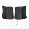 Donne ad ultra larga cintura per abiti da donna cinghia elastica femminile grande metallo cerchio anello cinturino in vita nero Y0817