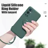 Coques de téléphone en Silicone liquide d'origine pour Oneplus 9Pro 8Pro Nord porte-anneau sangle couverture de pare-chocs souple