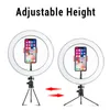 33cm / 26cm / 16cm USB LED SelfieリングライトスマートフォンのYouTube VKビデオのための三脚調光可能な写真照明の着信ライト