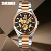 Skmei Brand автоматические часы мода из нержавеющей стали кварцевые мужские часы полые скелет механические наручные часы для мужчин 2021 новый Q0902
