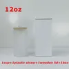 Wholesale! 12oz Sublimation Clear Frosted Beer Glasses With Lids&PLASTIC Straws 350ml White Blank Water Bottles DIY Heat Transfer Wine Tumblers A12