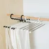 5 in 1 draagbare multifunctionele roestvrij stalen broek hanger droogrek opslag rack ruimtebesparende woonaccessoires 210702