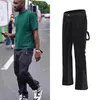 Urban Streetwear Flare Pants Black Wide Leg Jeans Hip Hop Splashed Ink Trousers Men Patchwork Slim Fit Denim for 211111