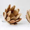Ljushållare Nordic Wooden Lotus Petal Glass Cup Holder Modern bondgårdstil Hemrum Skrivbord Ljusstake dekoration Ornament