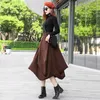 Kış Kadın Uzun Yün Etek Moda Yüksek Bel Fener Yün Etekler Kadın Düzensiz Kalın Sıcak Elastik A-Line Maxi Z8