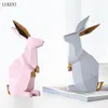 Criativo Nórdico Simples Animal Geométrico Rabbit Soft Decoration Home Office Resin Craft 210414
