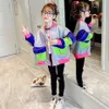 Girls Coat Outerwear Patchwork For Spring Autumn Jackets Casual Style Winter Kids Clothes 6 8 10 12 14 210527