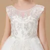 Tjejklänningar Elegant Blomsterflickor Klänning Bröllopsfest Princess Kids Kläder Lace Födelsedag Barnens Vestidos för 2-14T