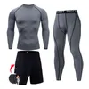 Männer Compression set MMA Langarm T-shirt männer Enge Hosen Fitness Bodybuilding Kleidung Schädel Top Rashguard Sport Anzug Männer y1221