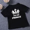 Summer Family Tshirt O-Collo King Queen Prince Princess Crown Lettera Stampa Tee Cotton Coppia Camicia casual Valentine Matching 210417