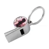 Sublimation blanc sifflet porte-clés faveur alliage de Zinc bricolage nom porte-clés Double face transfert de chaleur revêtement pendentif