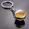 Flower Key Chain Poppy Flowers Key Ring Double Side Glass Ball Keychain Pendant Keyring G1019