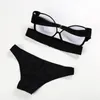 Kvinnors badkläder Bikinis sätter 2021 Sexig solid bikini Set låg midjeskörd topp simning för kvinnor baddräkt