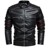 Mannen jas koffie lederen jas mannen motorfiets jas mode streetwear biker jas slim fit herfst winterjas mannen bont gevoerd 211222