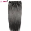 16 "-28" Två stycken 200g 100% brasiliansk remy Clip-in human Hair Extensions 4 Clips 2st Natural Rak