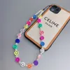 10Pcs Phone Chain Smile Face Pearl Chains Polymer Beads String Lanyard Accessories LOVE Letter Jewelry Boho 2021