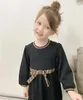 2022 Spring Manga longa Oneck Girls Black Dress Fashion Casual Childen039S Baby Girl Vestir Banquet Party Dresses Princess Dresses Chi8997863