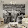 Curtain & Drapes Nordic Portrait Of A Highland Cow Window Treatments Curtains Living Room Kitchen Decor Kids Ultra-thin Light Shading