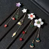 Palillos para el pelo con borlas de flores de lujo, cuentas de perlas colgantes chinas, palillos para el pelo, colgante de Clip para mujer, tocado de fiesta, tocado