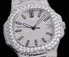 2021 TWF Paved Diamonds 5711 324SC 324CS Automatic Mens Watch Stick Markers Fully Iced Out Diamond Stainless Steel Bracelet Super 222i