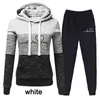 Vinter Tracksuit Women 2 Piece Set Print Toodies + Pants Sportkläder Kvinnors Sport Suit Hooded Sweatshirt Jogging Pants 211105