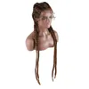 Perucas trançadas artesanais de 30 polegadas peruca dianteira de renda sintética para mulheres negras tranças de cornrow perucas de renda com caixa de cabelo de bebê peruca de trança 613 C3973448