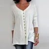 Jocoo Jolee Elegante Baumwolle Slim Tops Frauen Casual Langarm V-ausschnitt Taste Bluse Plus Größe 3XL T-shirts Solide hemd 210518