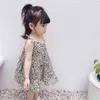 Tjejer sommar klänning främmande stil leopard print baby tunn prinsessa suspender kjol trend p4684 210622