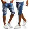 Blue Mens Jean Shorts Summer Half Lengte gescheurd Skinny Slim Fit Street Tiener Male denim shorts19165991535085