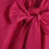 特大の女性ソリッドカラードローバックブラウス夏のファッションレディースエレガントな甘い緩い女性弓Poplinシャツトップ210515