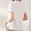Summer Plus Size 3XL Casual Silk Short Sleeve Women Satin Blouse Loose Ladies Tops O-neck Clothes Blusas 13879 210417