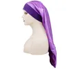 Satin Sleep Cap Elastic Wide Edge Long Hair Sleeping Hat Wrap Night Hair Care Bonnet for Women Men Unisex Caps